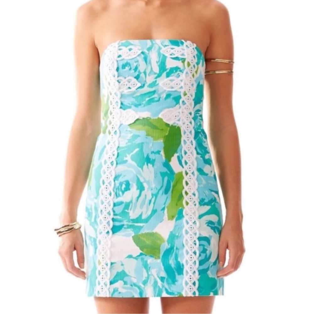 Lilly Pulitzer Tansy Dress Poolside Blue First
Impressions Strapless Holy Grail